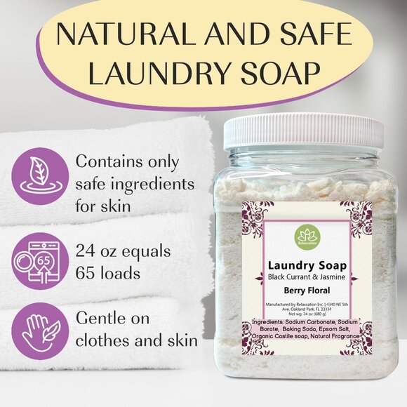 Black Currant And Jasmine Scent Laundry Soap 24 oz Gentle and Effective Cleaning - Picture 2 of 8